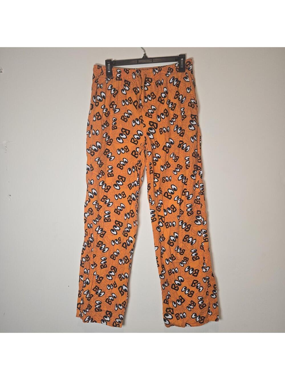Disney Parks Halloween "Boo" Orange Lounge Pants Adult sz M Halloween Haunted